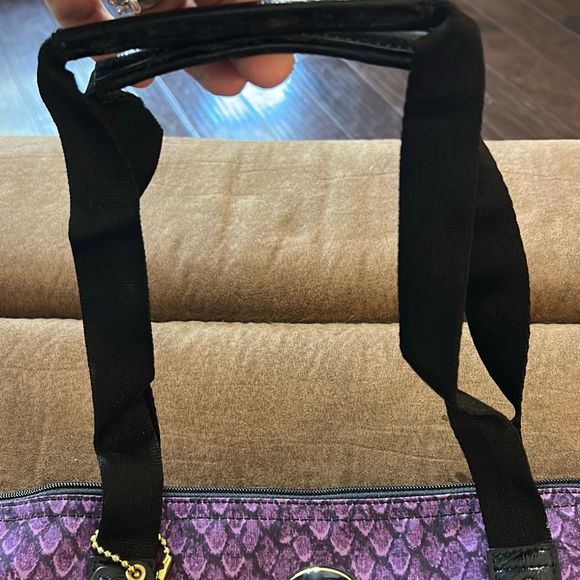 Coach Purple Snake Print Getaway Packable Travel Weekender Tote with Pouch. NWT - Picture 4 of 11